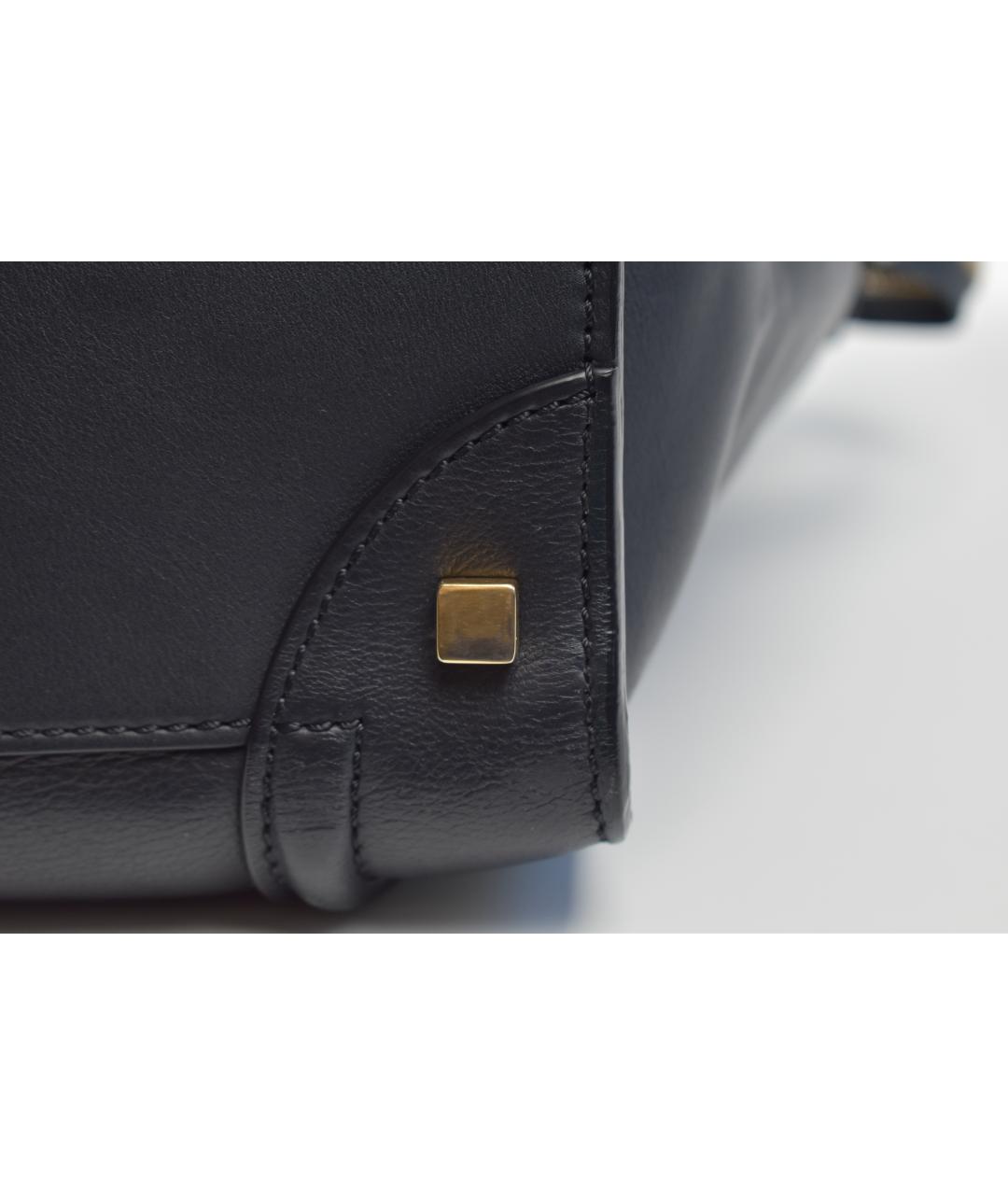 CELINE Темно-синяя кожаная сумка с короткими ручками, фото 5