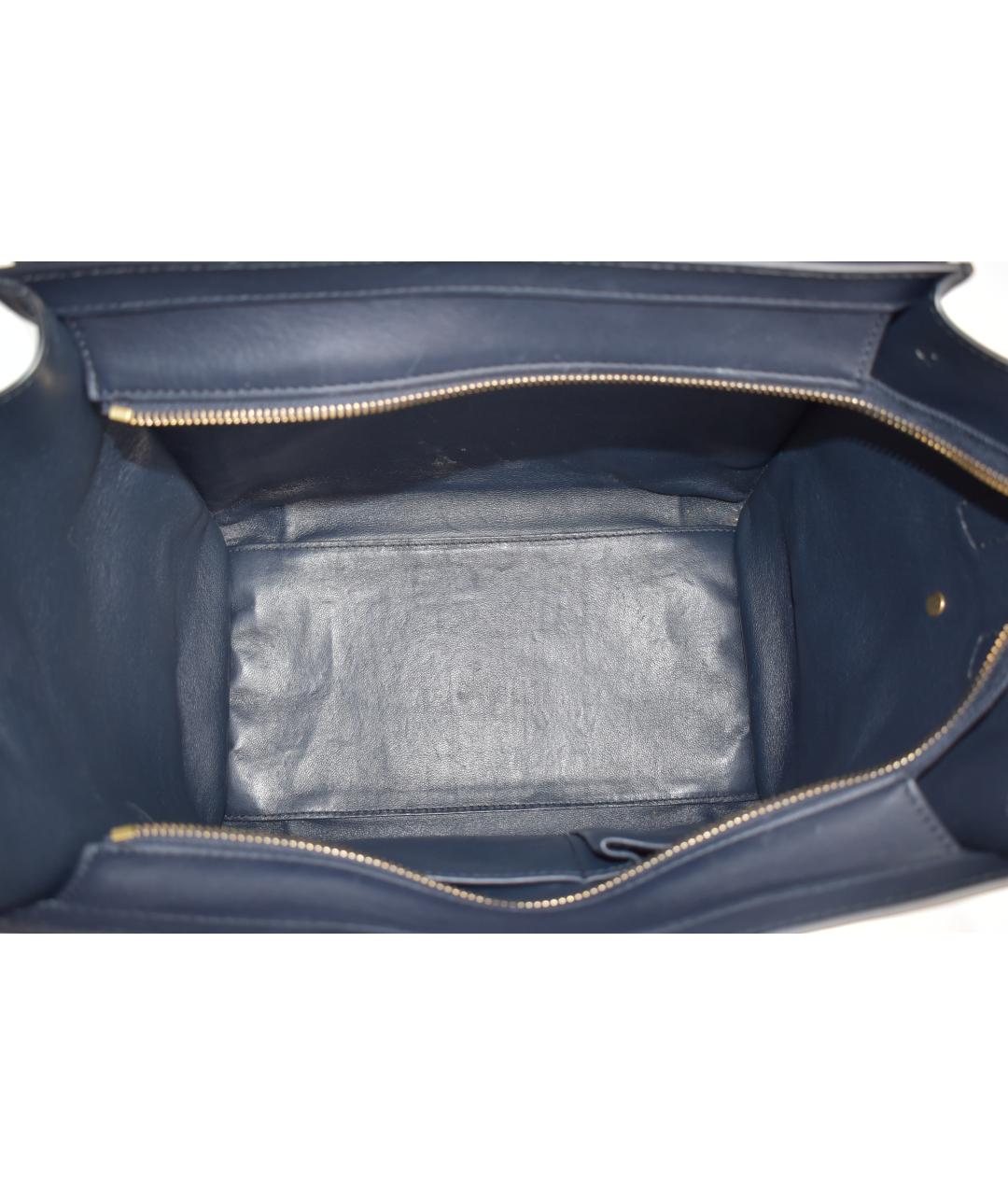 CELINE Темно-синяя кожаная сумка с короткими ручками, фото 4