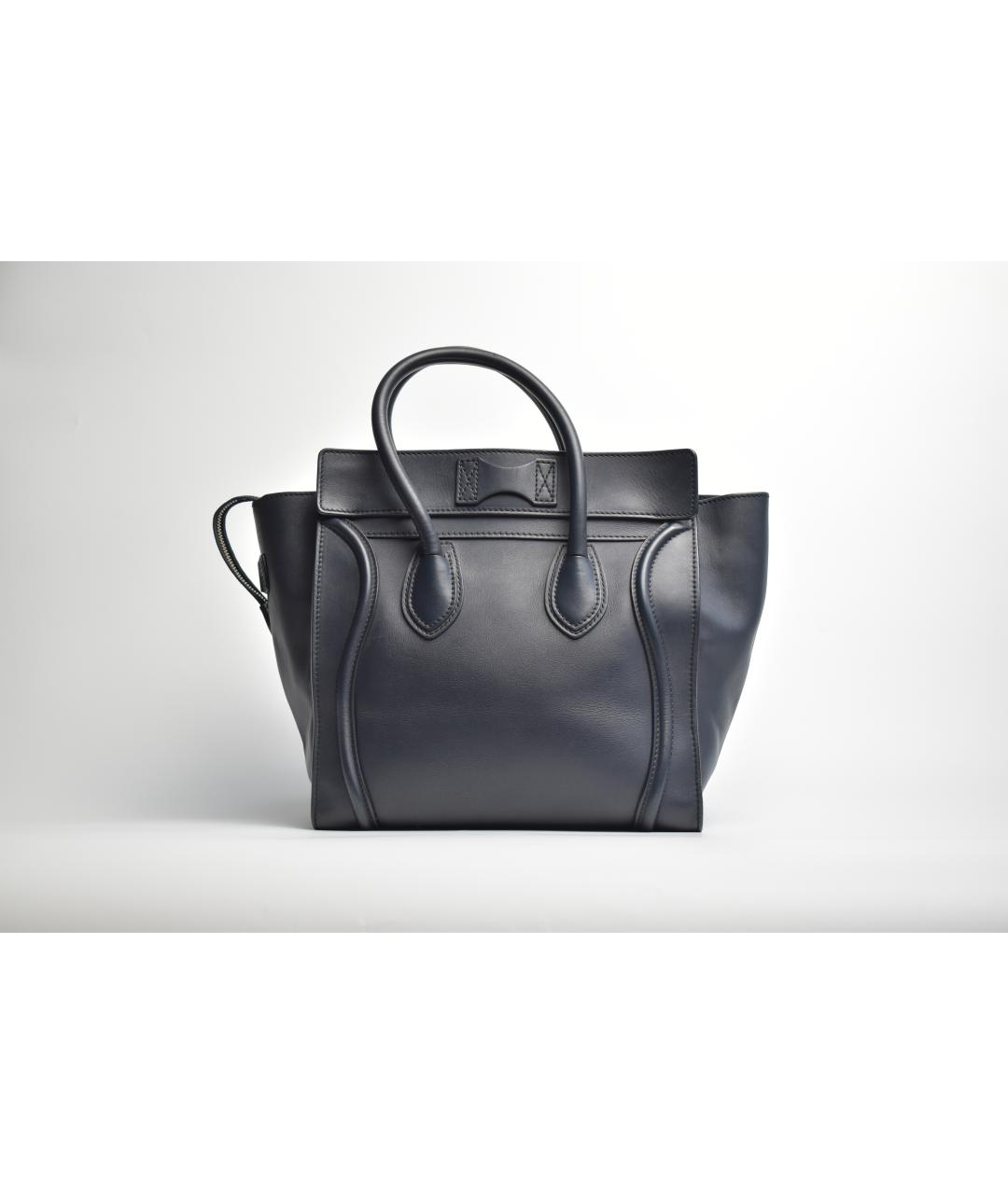 CELINE Темно-синяя кожаная сумка с короткими ручками, фото 3