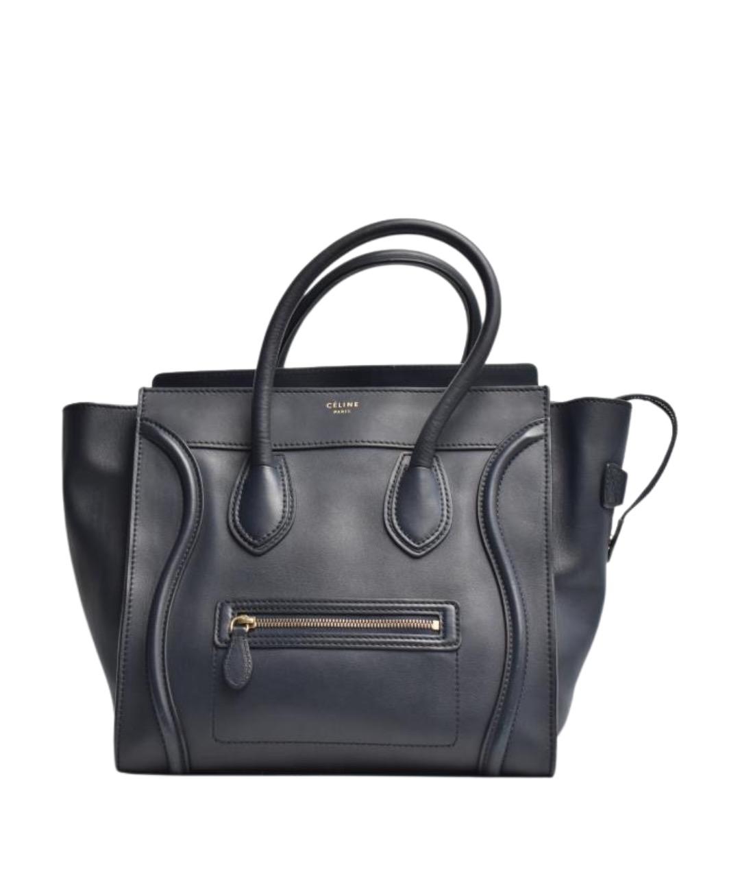CELINE Темно-синяя кожаная сумка с короткими ручками, фото 1