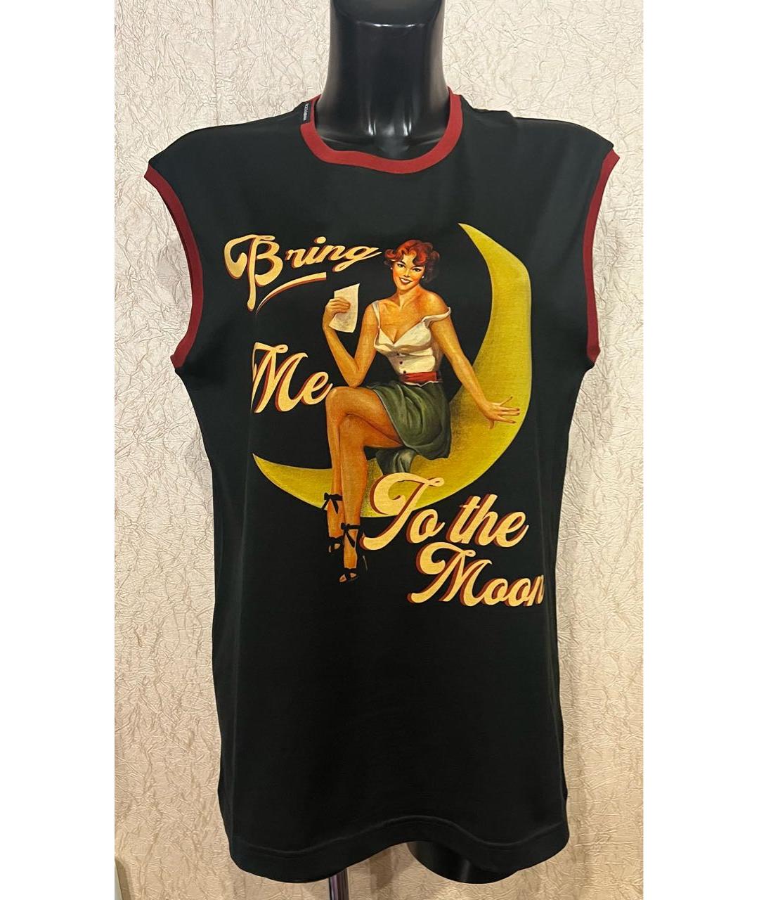 DOLCE&GABBANA Черная хлопковая футболка, фото 7