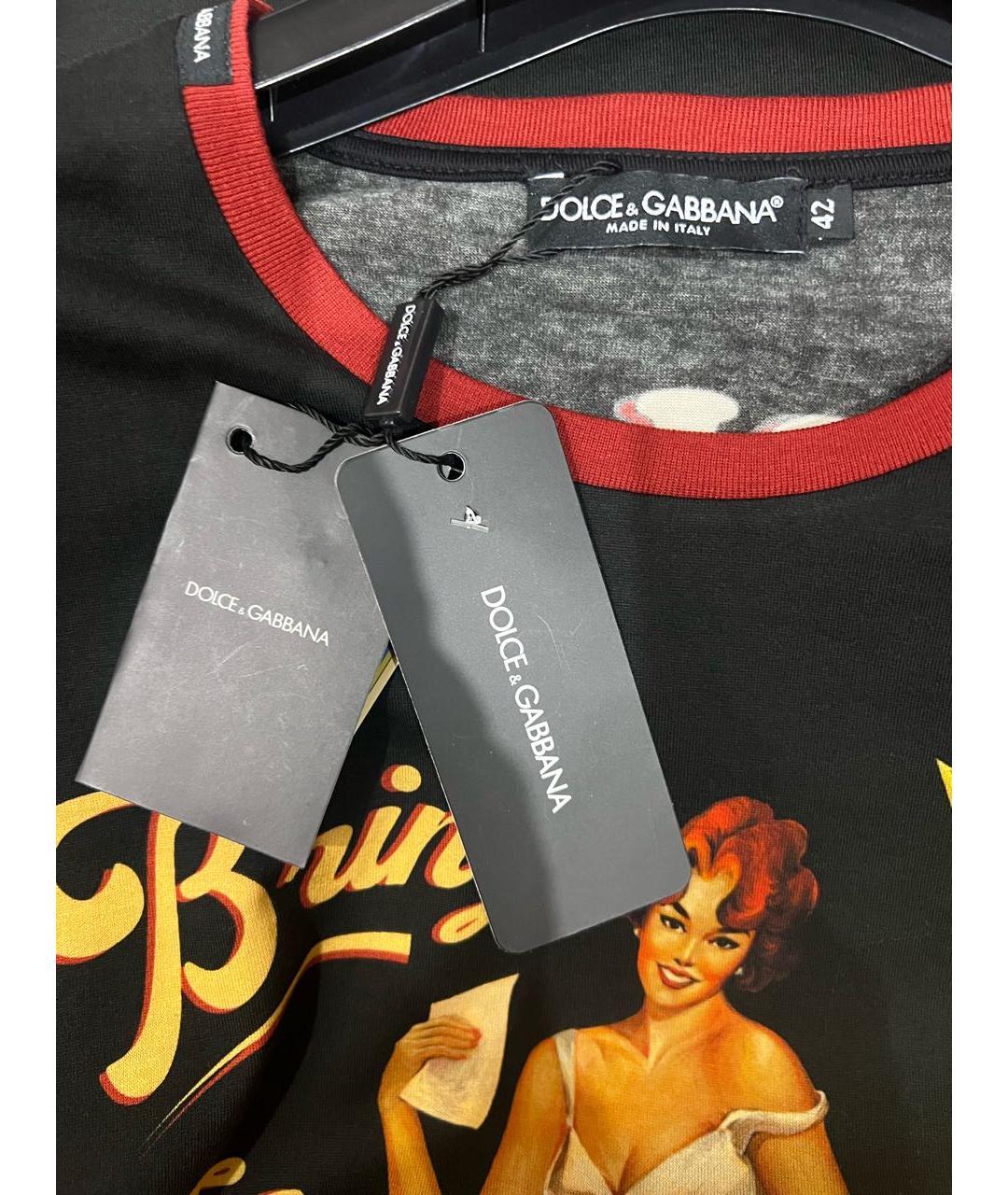 DOLCE&GABBANA Черная хлопковая футболка, фото 4