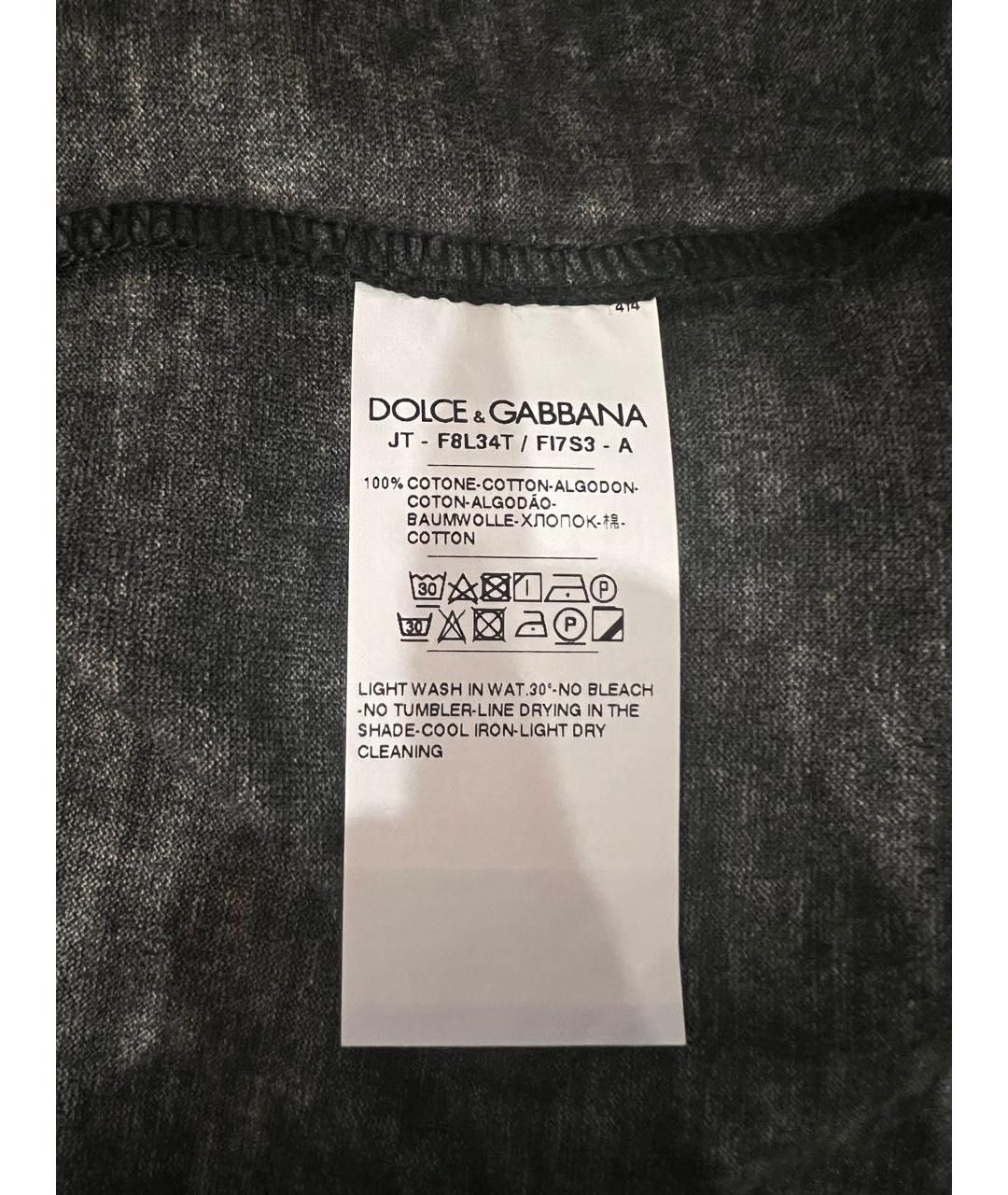 DOLCE&GABBANA Черная хлопковая футболка, фото 5