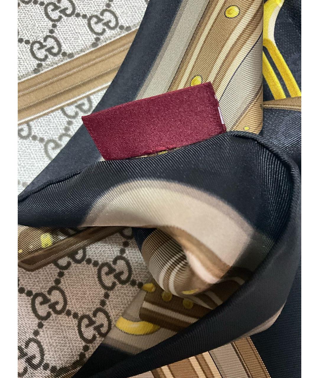 GUCCI Бежевый шелковый платок, фото 4