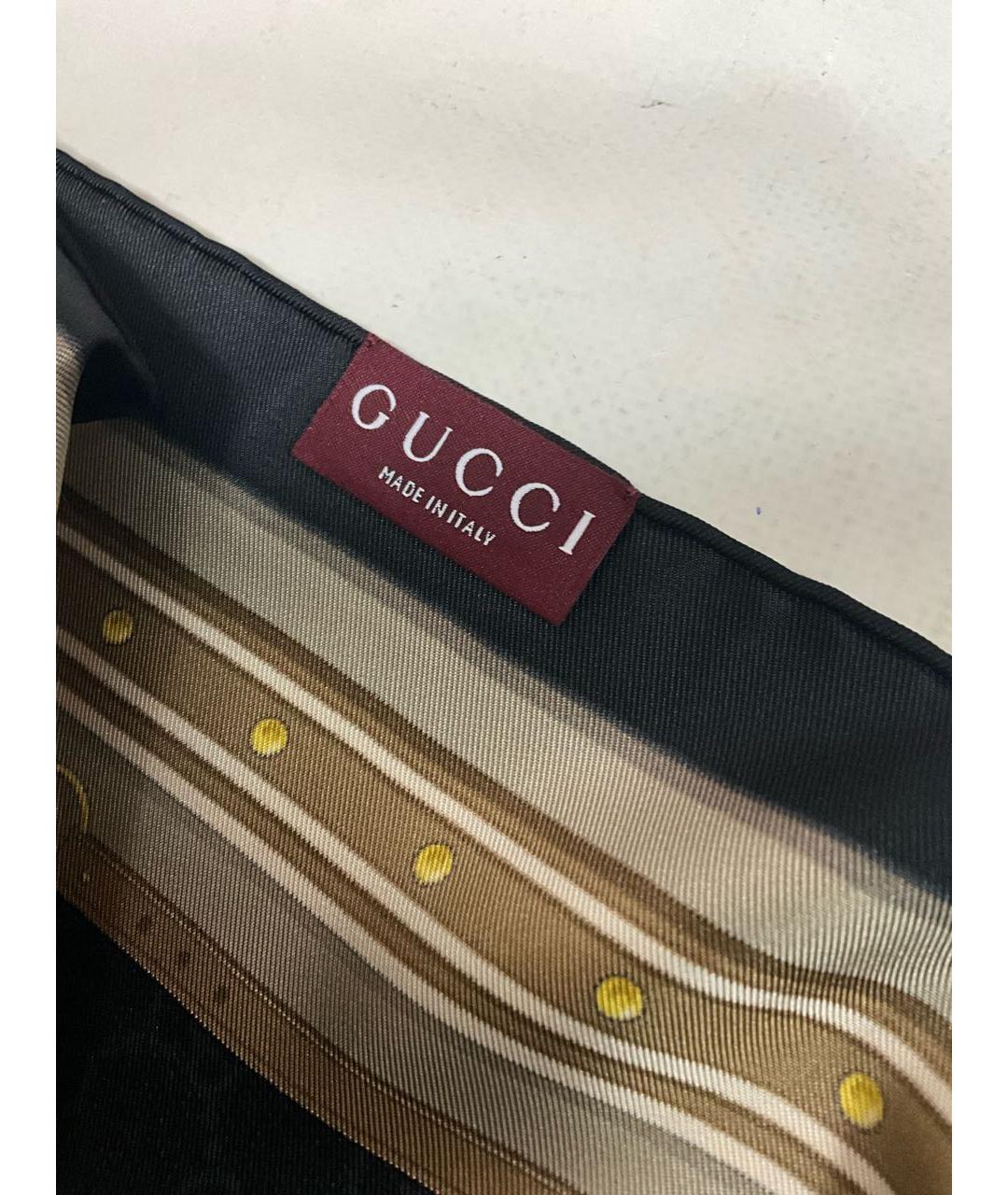 GUCCI Бежевый шелковый платок, фото 3