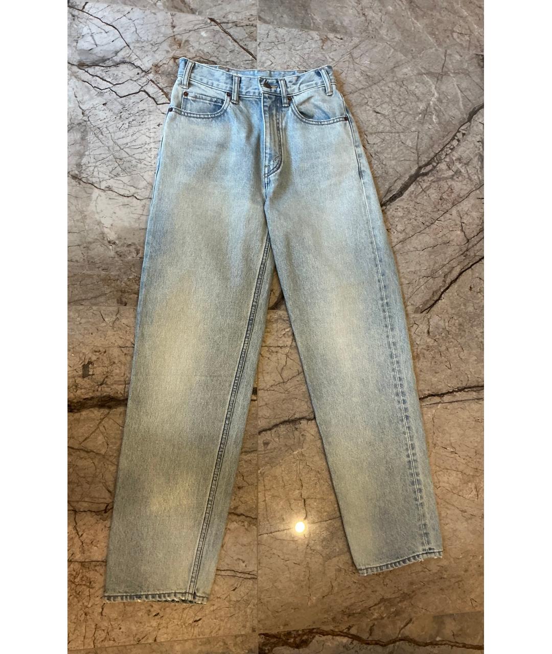 CELINE Голубые хлопковые прямые джинсы, фото 5