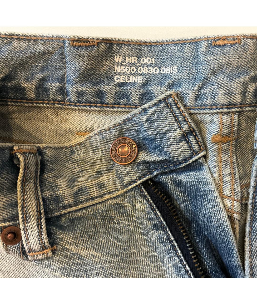 CELINE Голубые хлопковые прямые джинсы, фото 4
