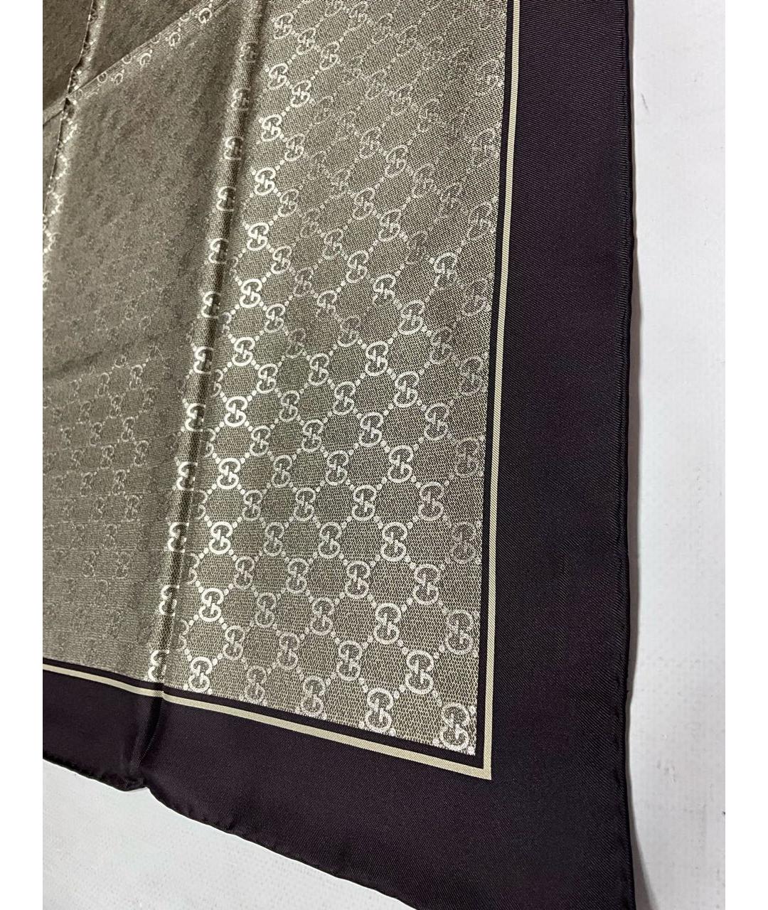 GUCCI Бежевый шелковый платок, фото 3