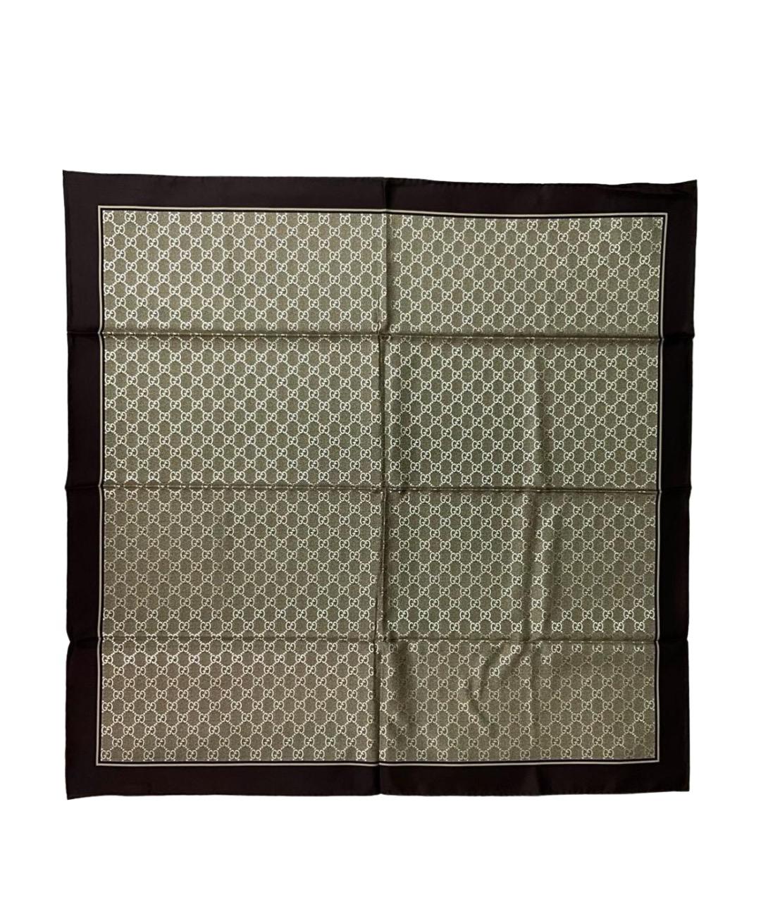 GUCCI Бежевый шелковый платок, фото 1