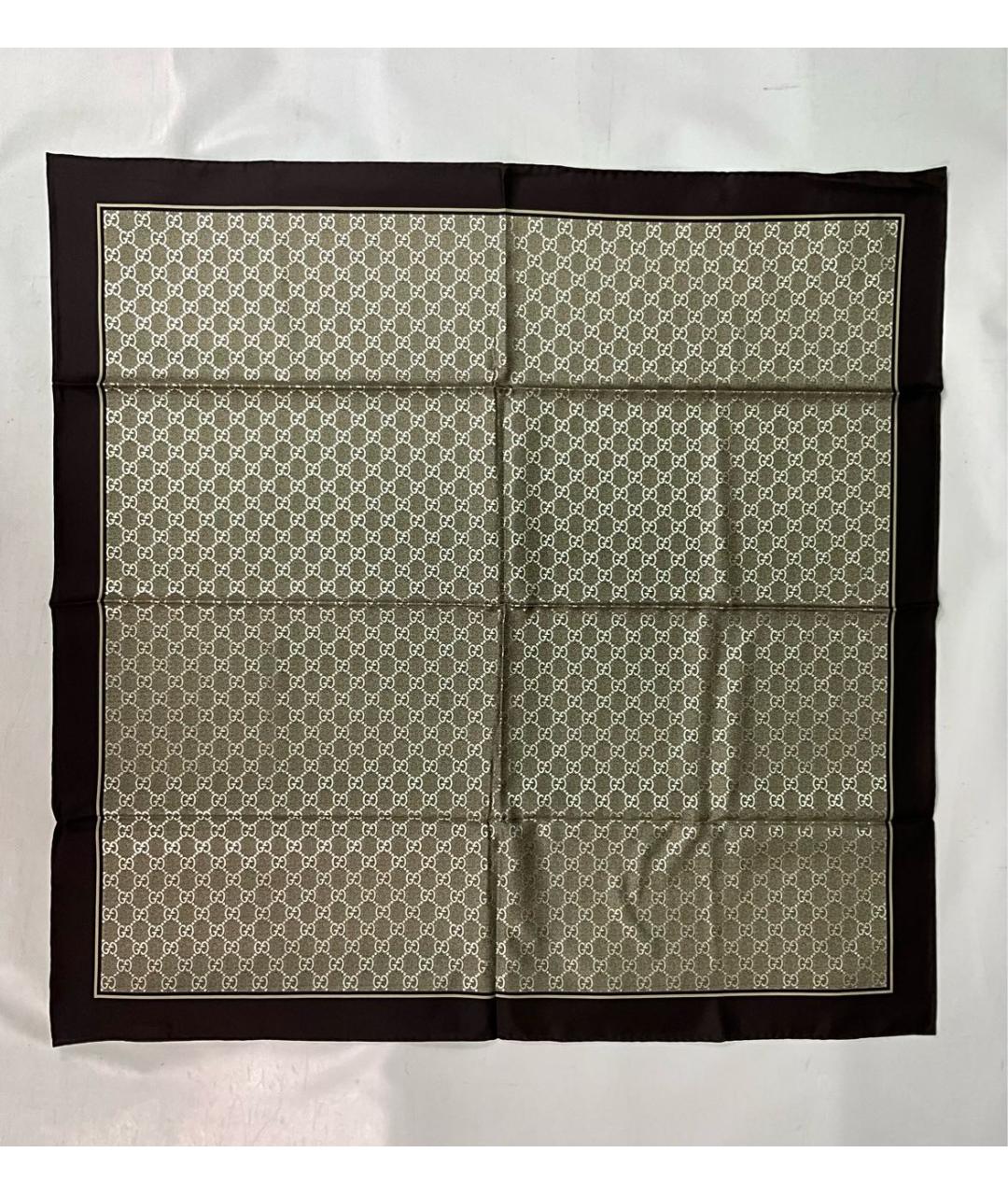 GUCCI Бежевый шелковый платок, фото 6