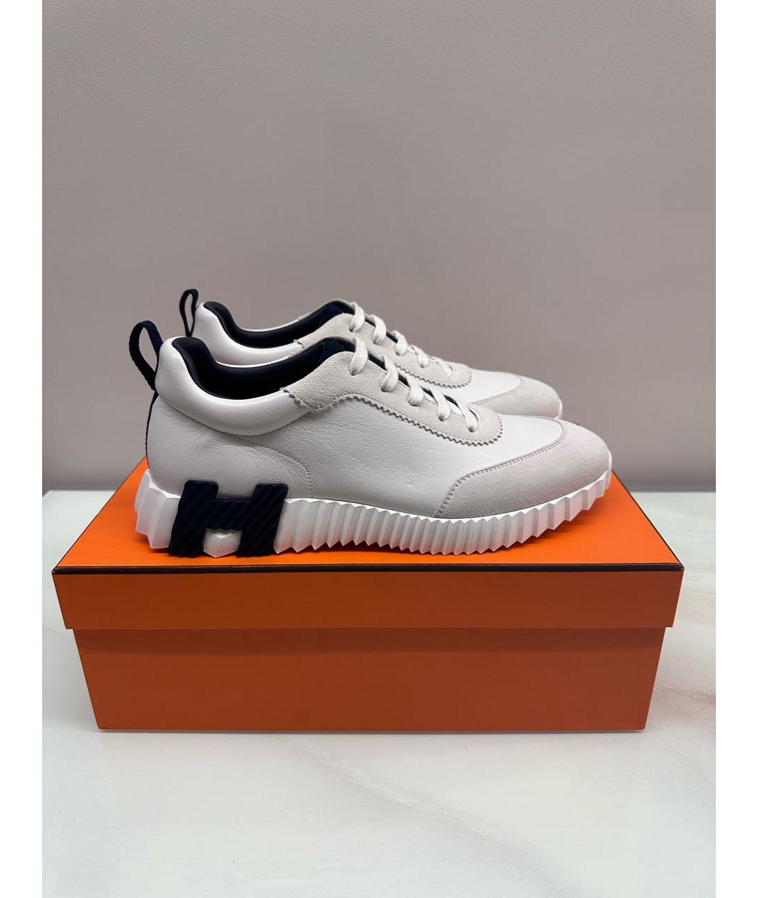 HERMES Белые кожаные низкие кроссовки / кеды, фото 9