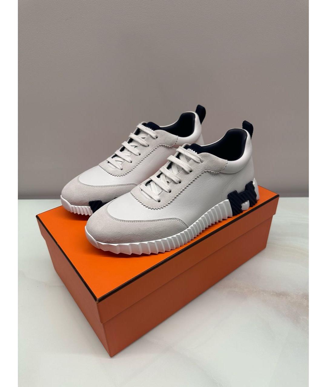 HERMES Белые кожаные низкие кроссовки / кеды, фото 4