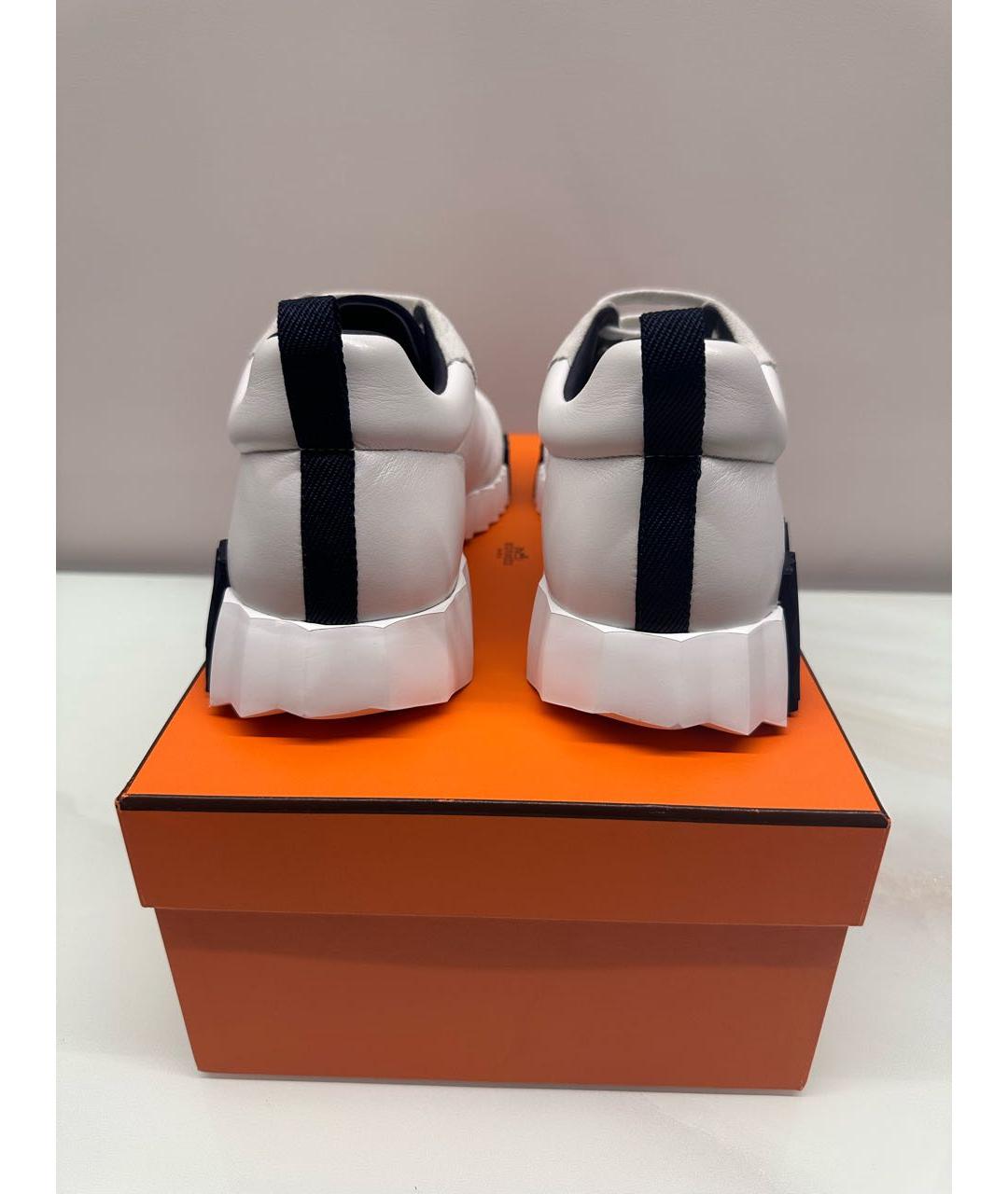 HERMES Белые кожаные низкие кроссовки / кеды, фото 3