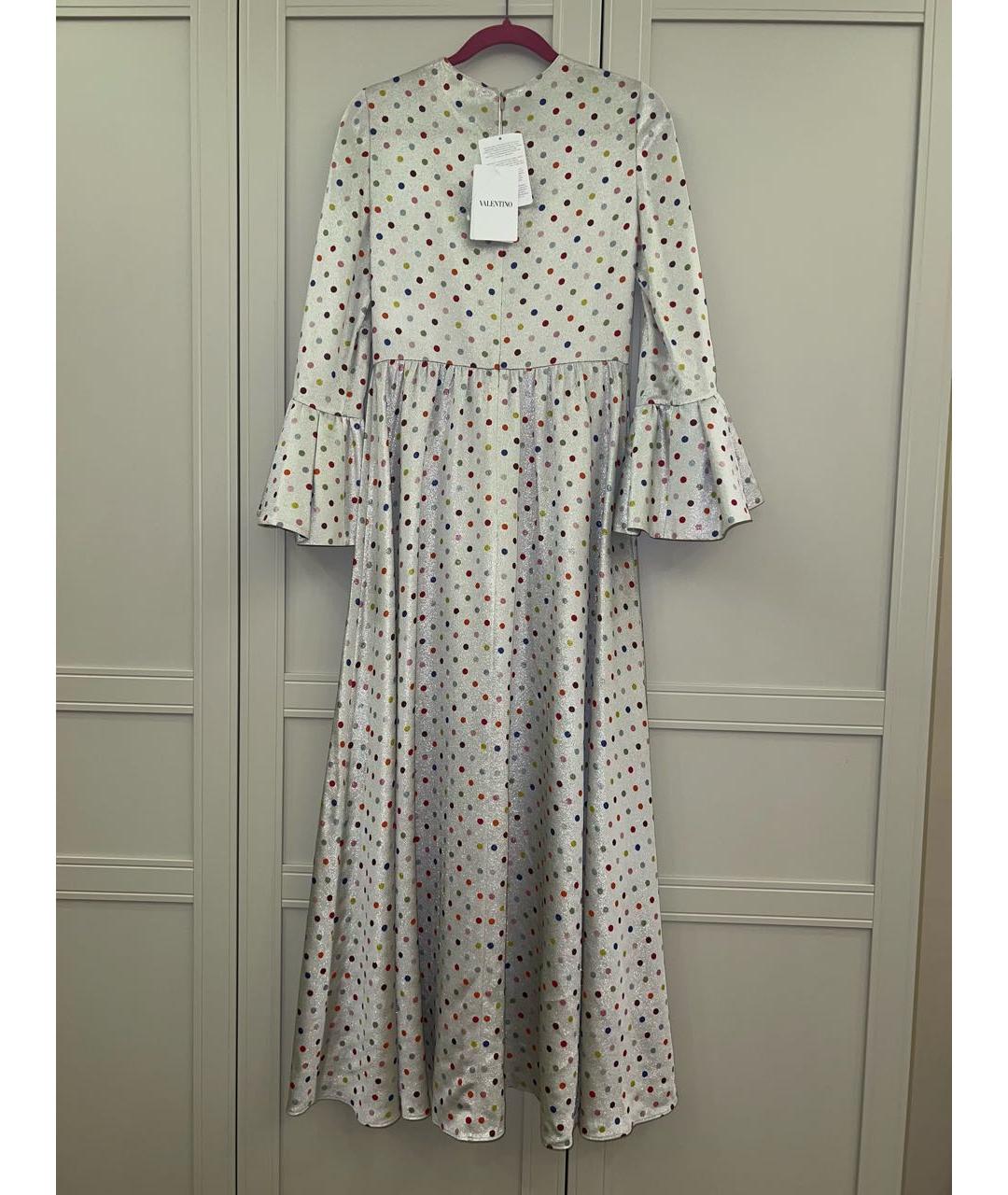 VALENTINO Серебряное ацетатное вечернее платье, фото 2