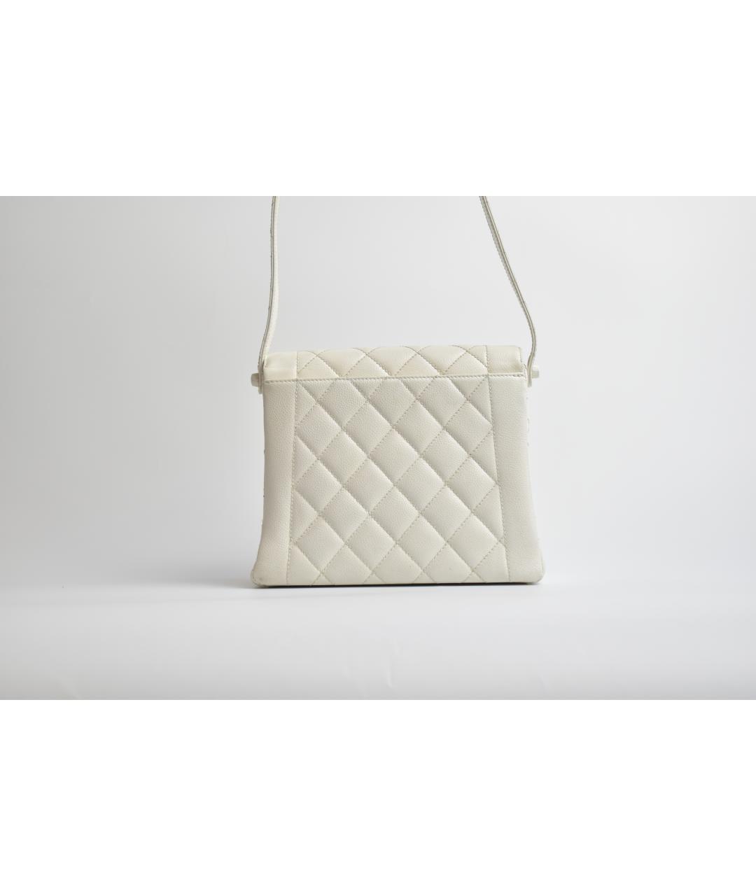 CHANEL Белая кожаная сумка через плечо, фото 3