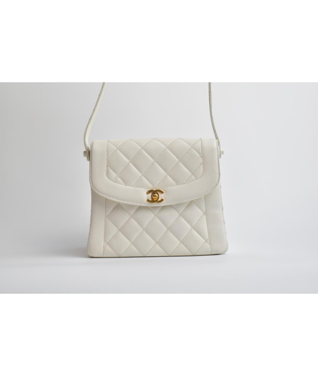 CHANEL Белая кожаная сумка через плечо, фото 10