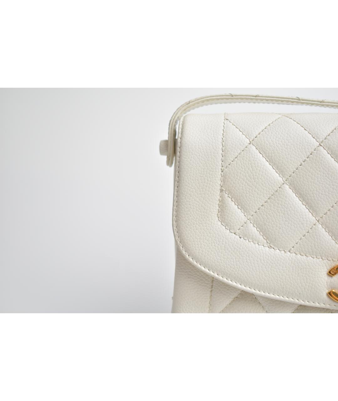 CHANEL Белая кожаная сумка через плечо, фото 8