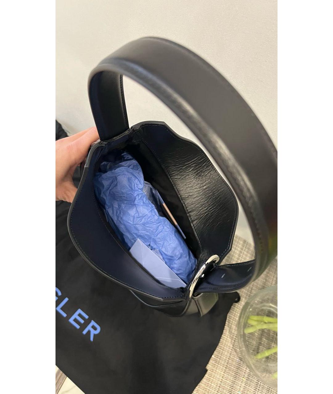 MUGLER Черная кожаная сумка через плечо, фото 5