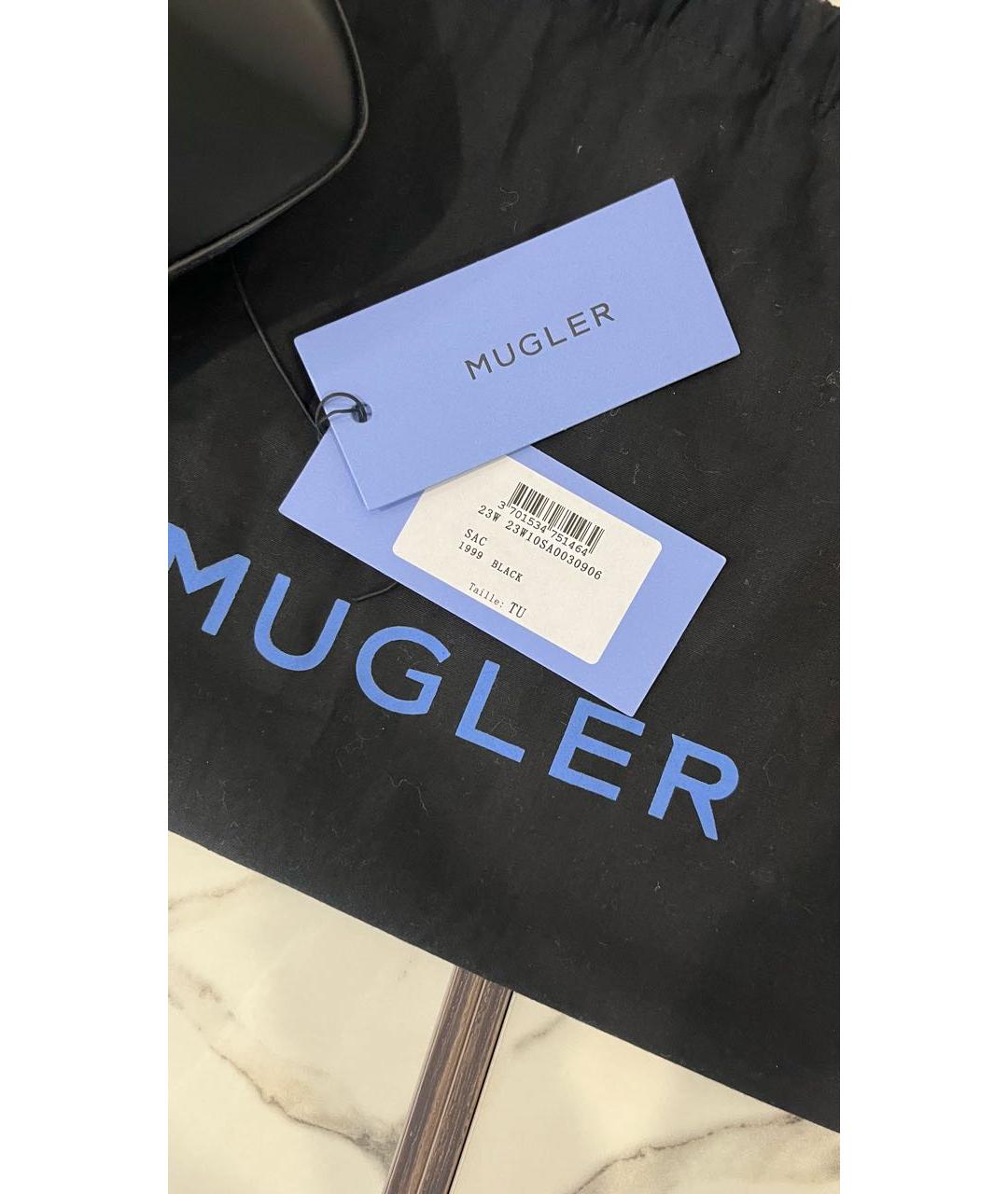 MUGLER Черная кожаная сумка через плечо, фото 8