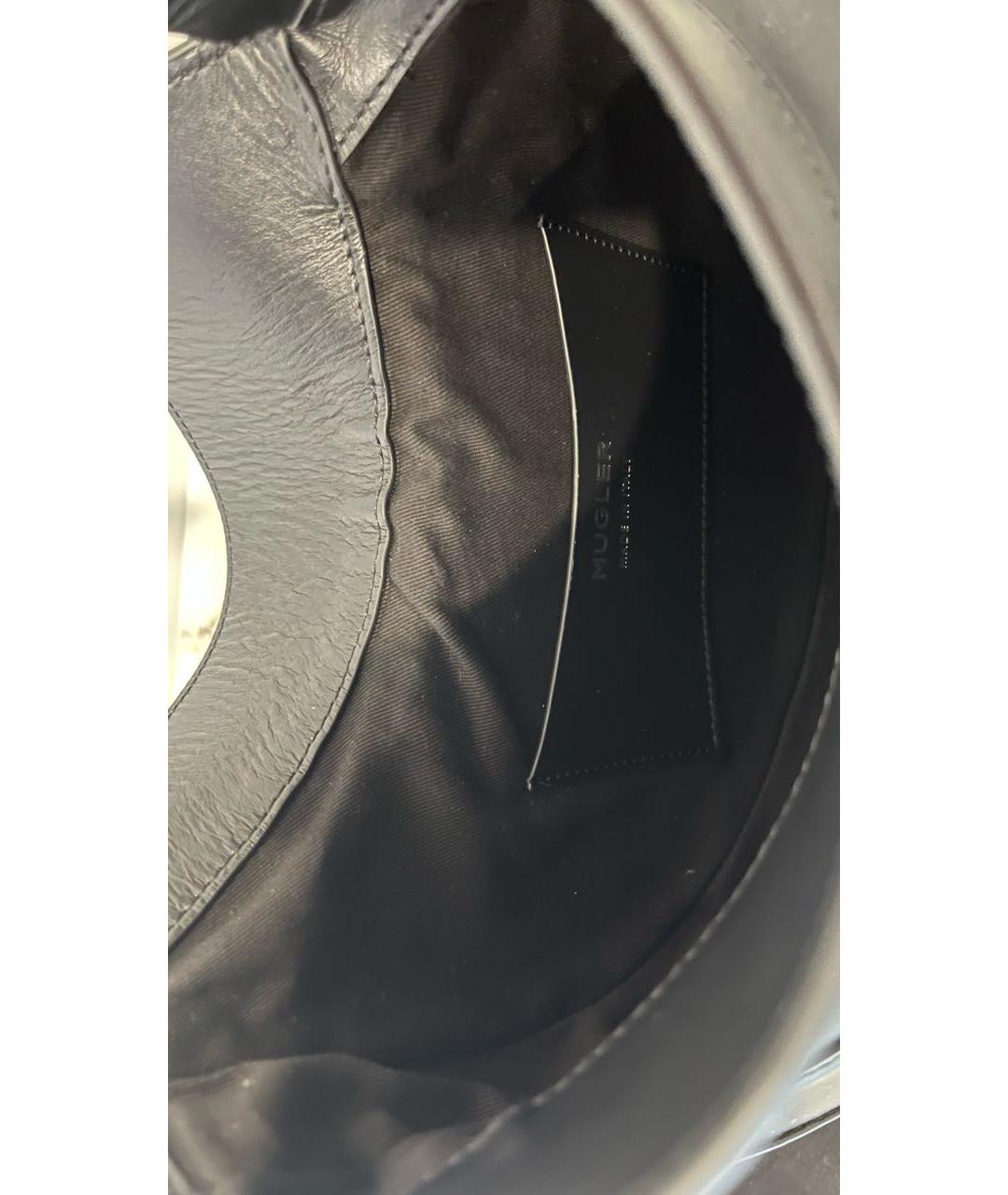 MUGLER Черная кожаная сумка через плечо, фото 6