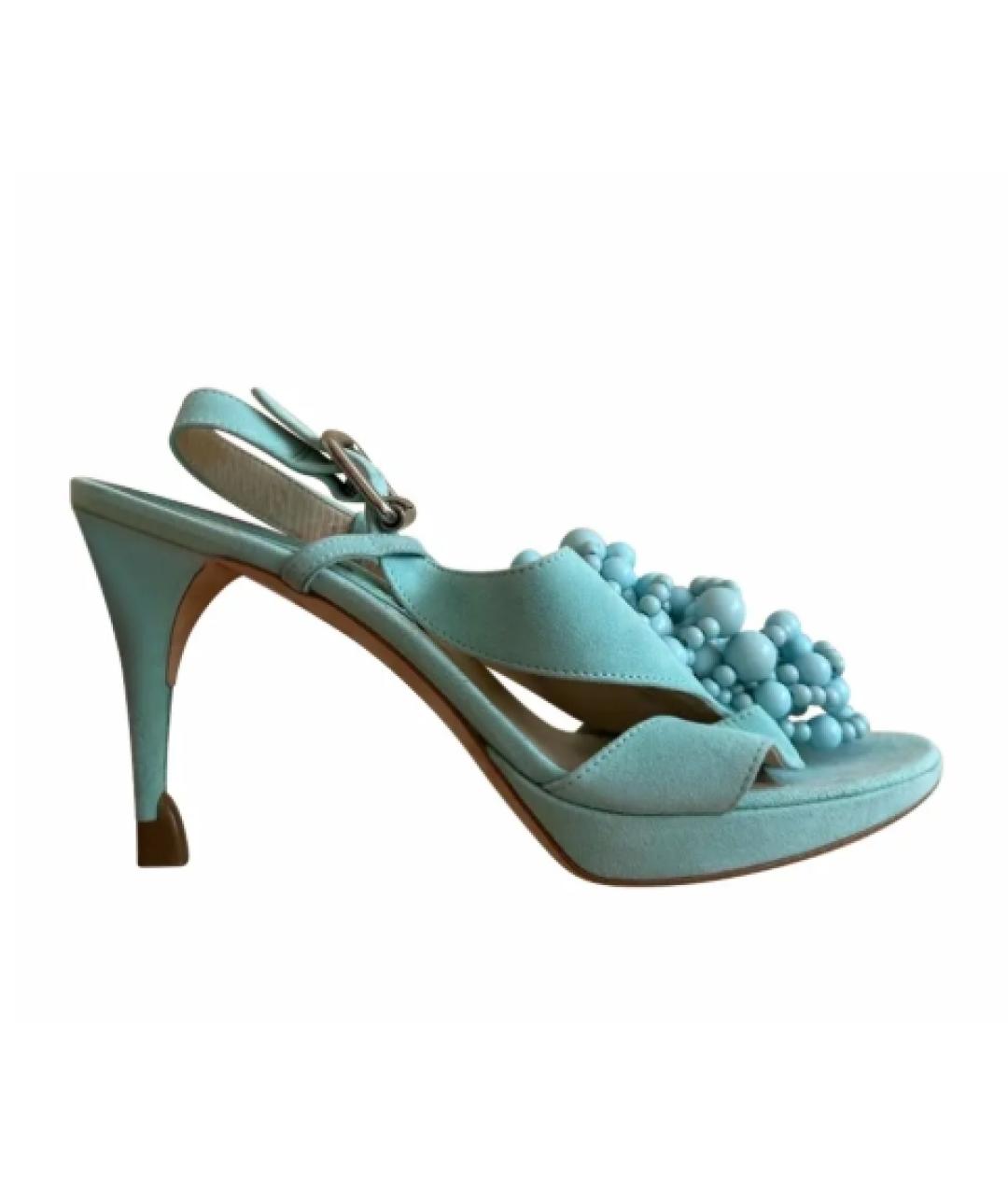 CELINE Бирюзовые замшевые туфли, фото 4