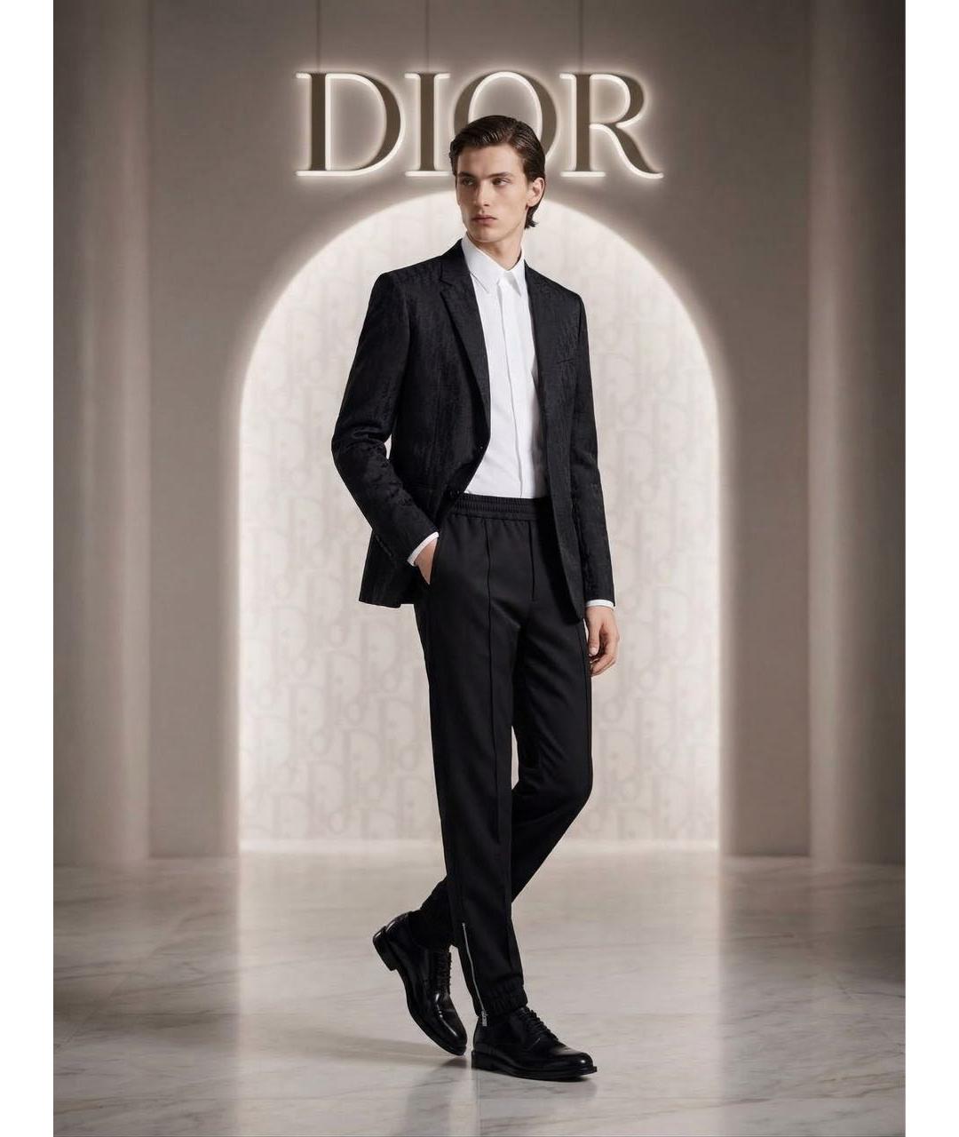 CHRISTIAN DIOR Черные шерстяные повседневные брюки, фото 4