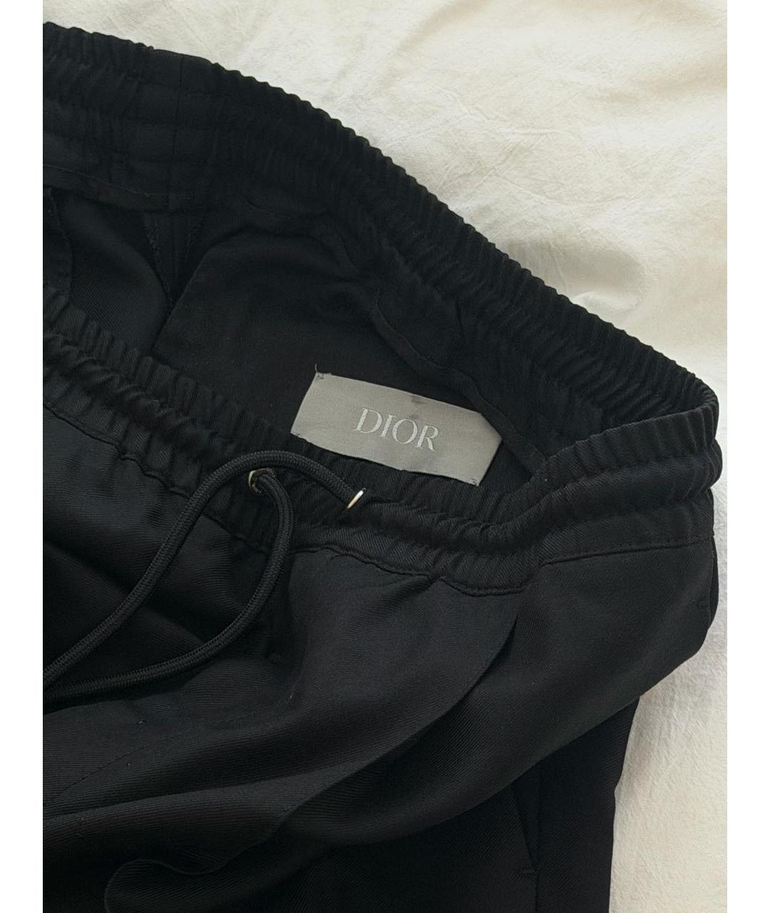 CHRISTIAN DIOR Черные шерстяные повседневные брюки, фото 3