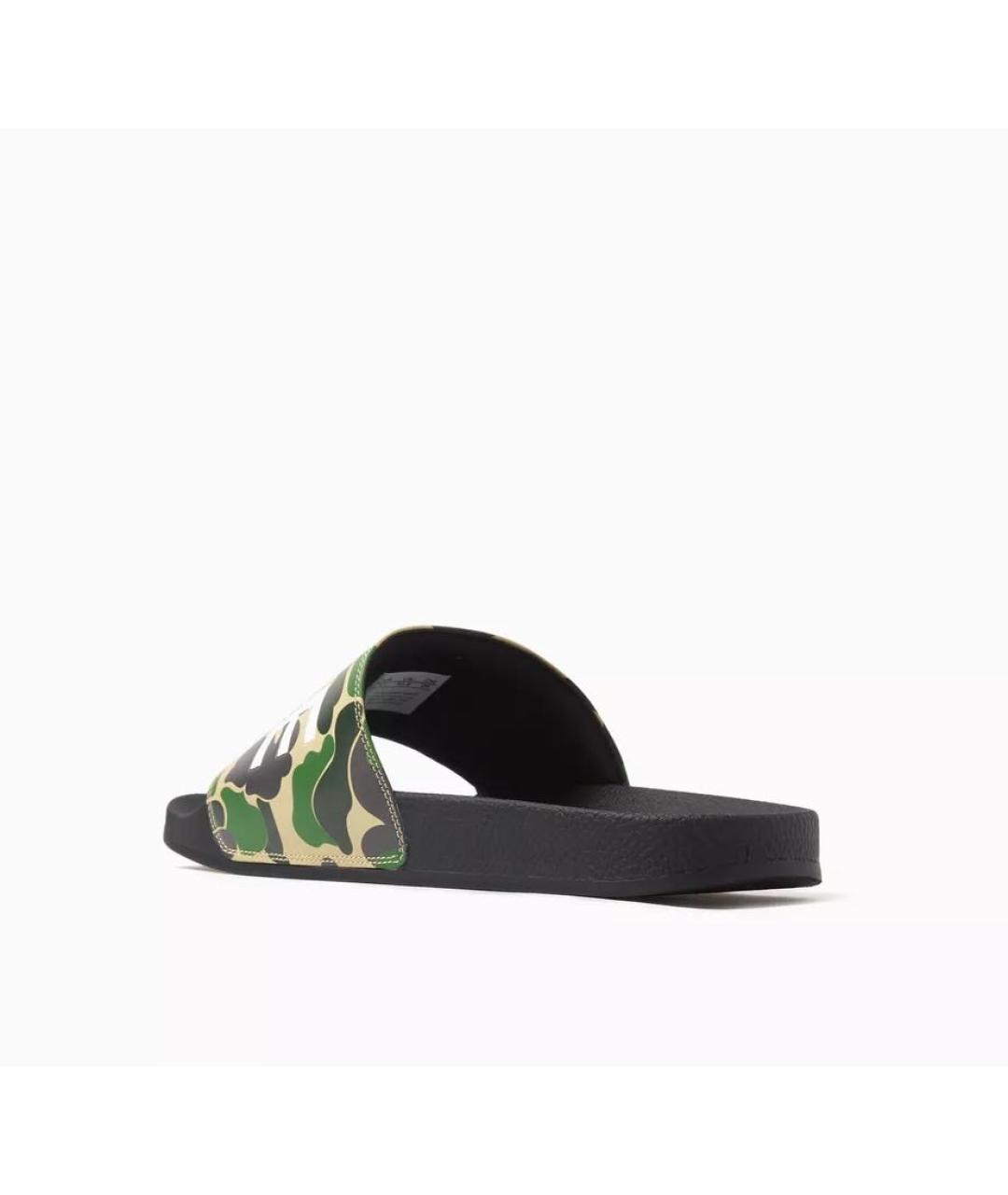A BATHING APE Зеленые резиновые шлепанцы, фото 4
