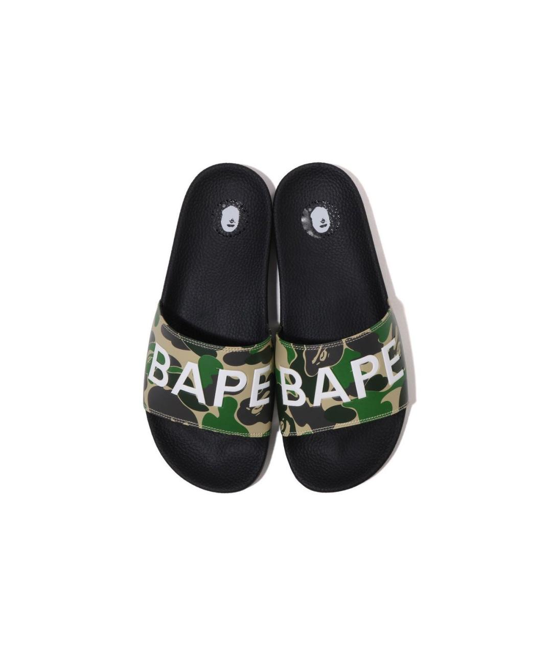 A BATHING APE Зеленые резиновые шлепанцы, фото 2