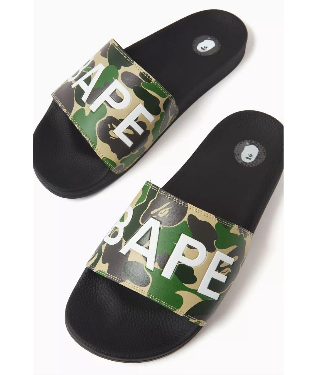 A BATHING APE Зеленые резиновые шлепанцы, фото 3