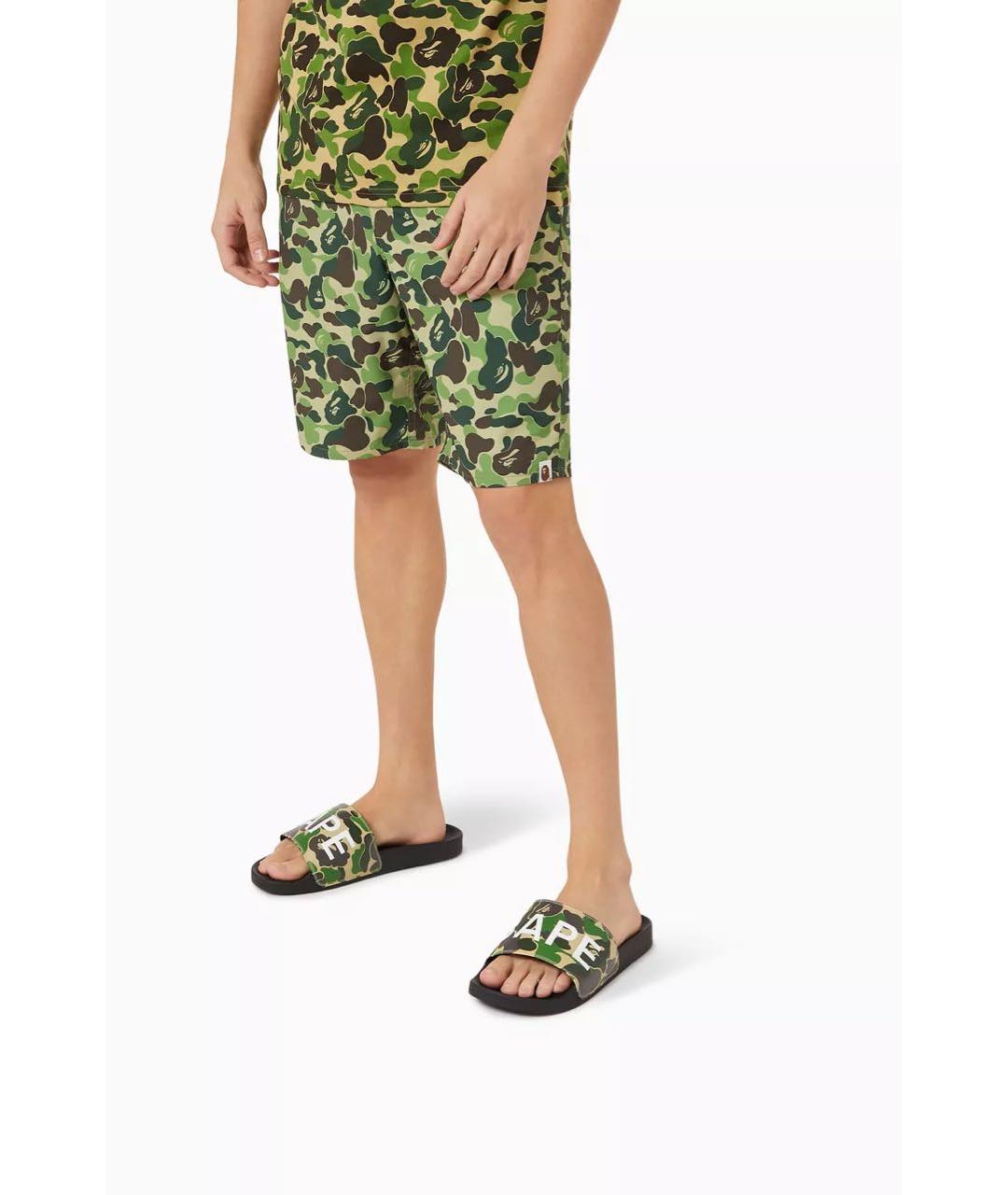 A BATHING APE Зеленые резиновые шлепанцы, фото 6