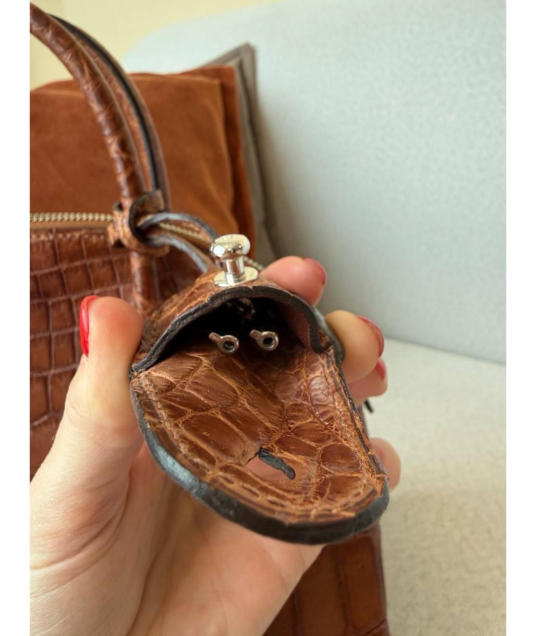 RALPH LAUREN Коричневая кожаная сумка с короткими ручками, фото 4