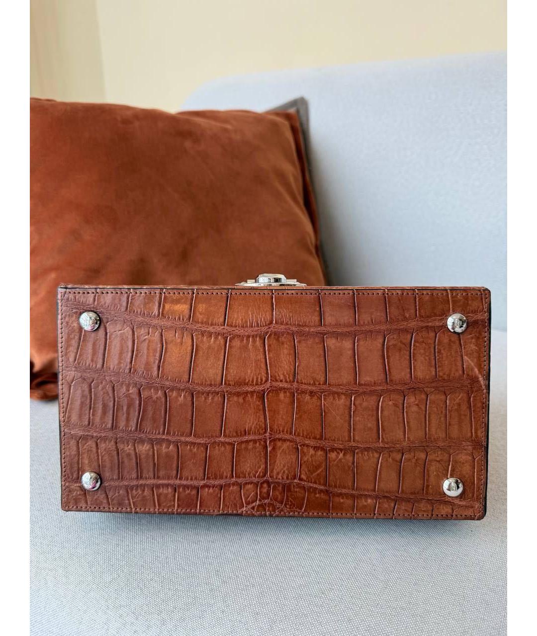 RALPH LAUREN Коричневая кожаная сумка с короткими ручками, фото 5