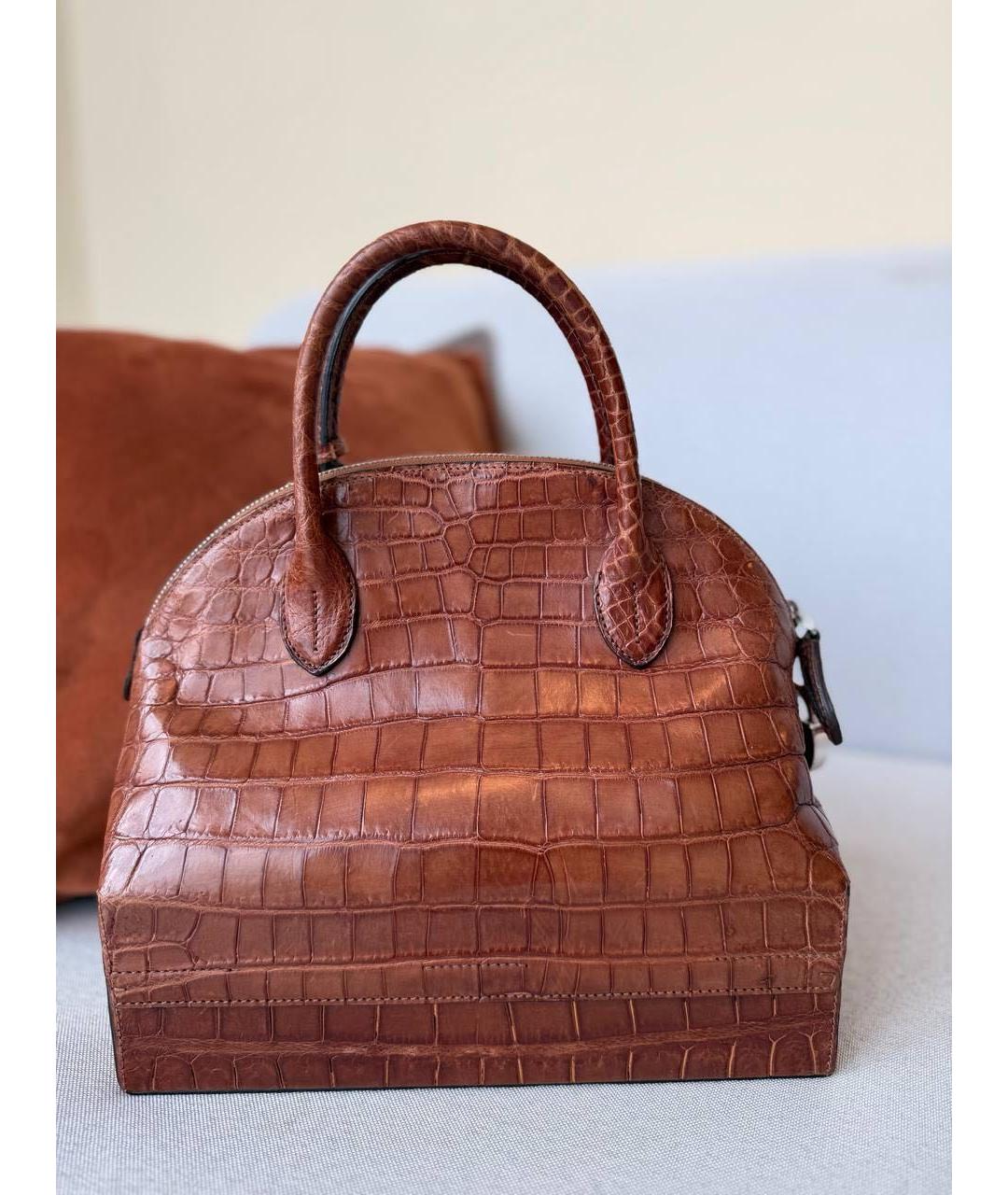 RALPH LAUREN Коричневая кожаная сумка с короткими ручками, фото 3