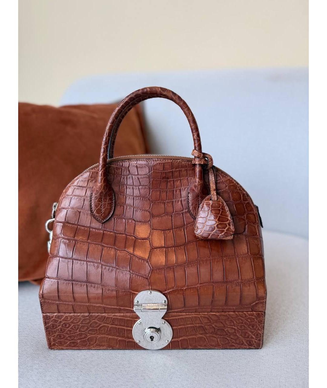 RALPH LAUREN Коричневая кожаная сумка с короткими ручками, фото 8