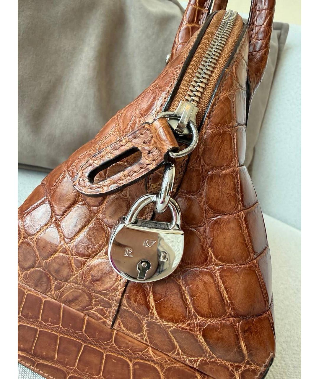 RALPH LAUREN Коричневая кожаная сумка с короткими ручками, фото 7