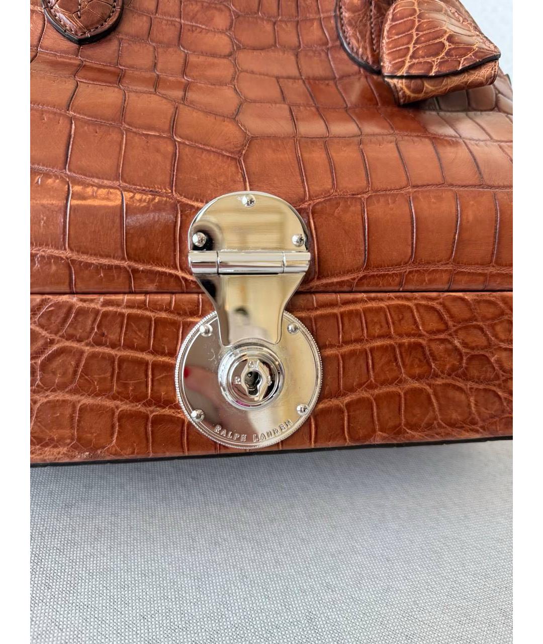 RALPH LAUREN Коричневая кожаная сумка с короткими ручками, фото 6