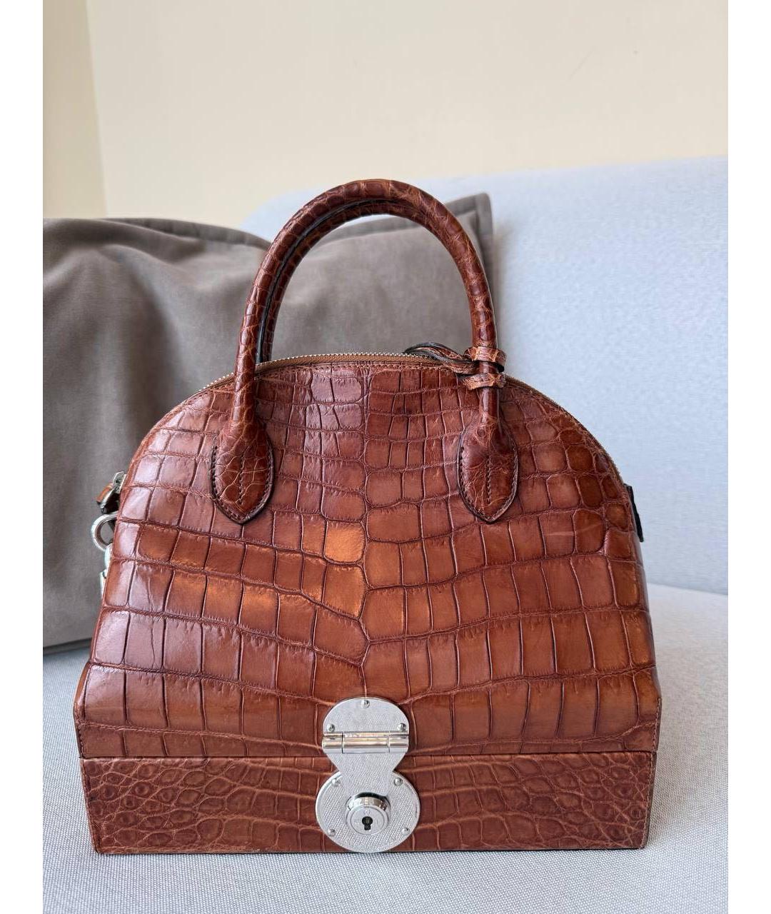 RALPH LAUREN Коричневая кожаная сумка с короткими ручками, фото 9