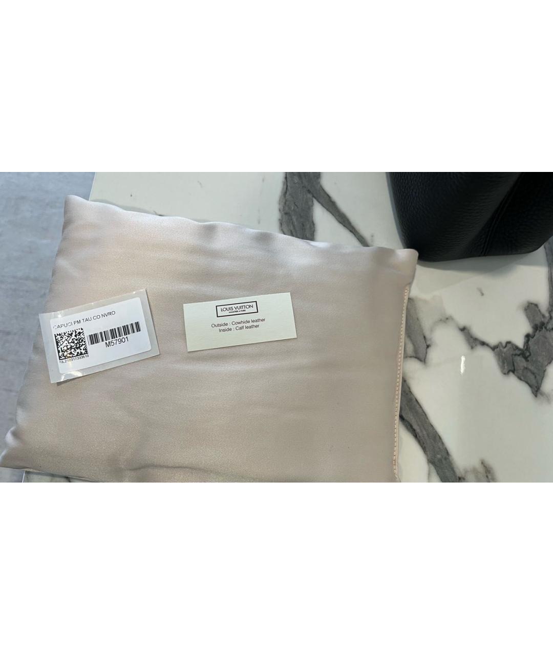 LOUIS VUITTON Черная кожаная сумка с короткими ручками, фото 5