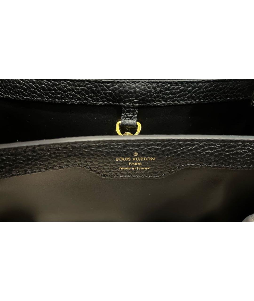 LOUIS VUITTON Черная кожаная сумка с короткими ручками, фото 6