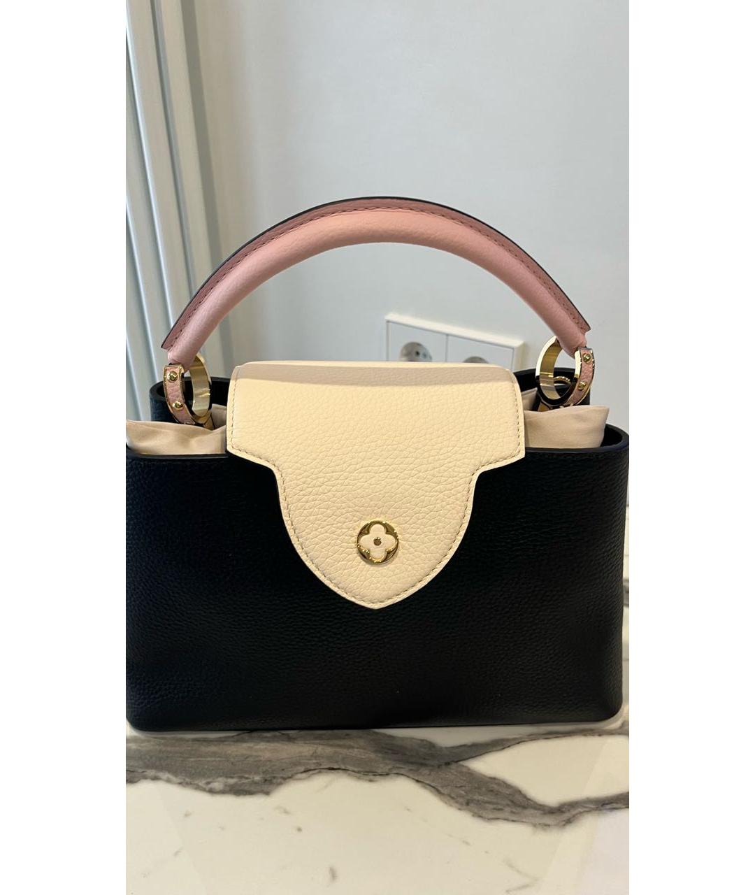 LOUIS VUITTON Черная кожаная сумка с короткими ручками, фото 3