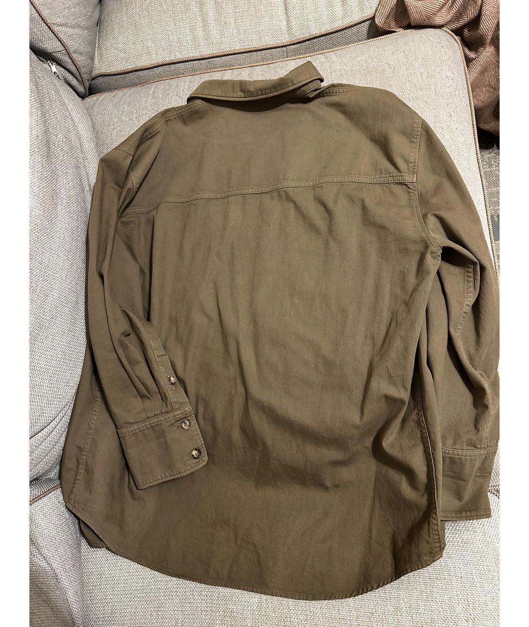 SAINT LAURENT Хаки хлопковая рубашка, фото 7