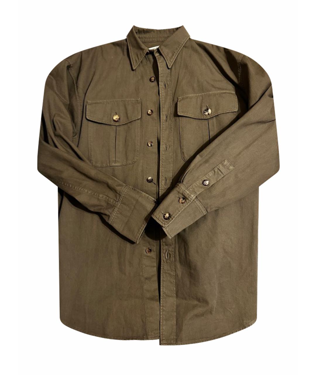 SAINT LAURENT Хаки хлопковая рубашка, фото 1
