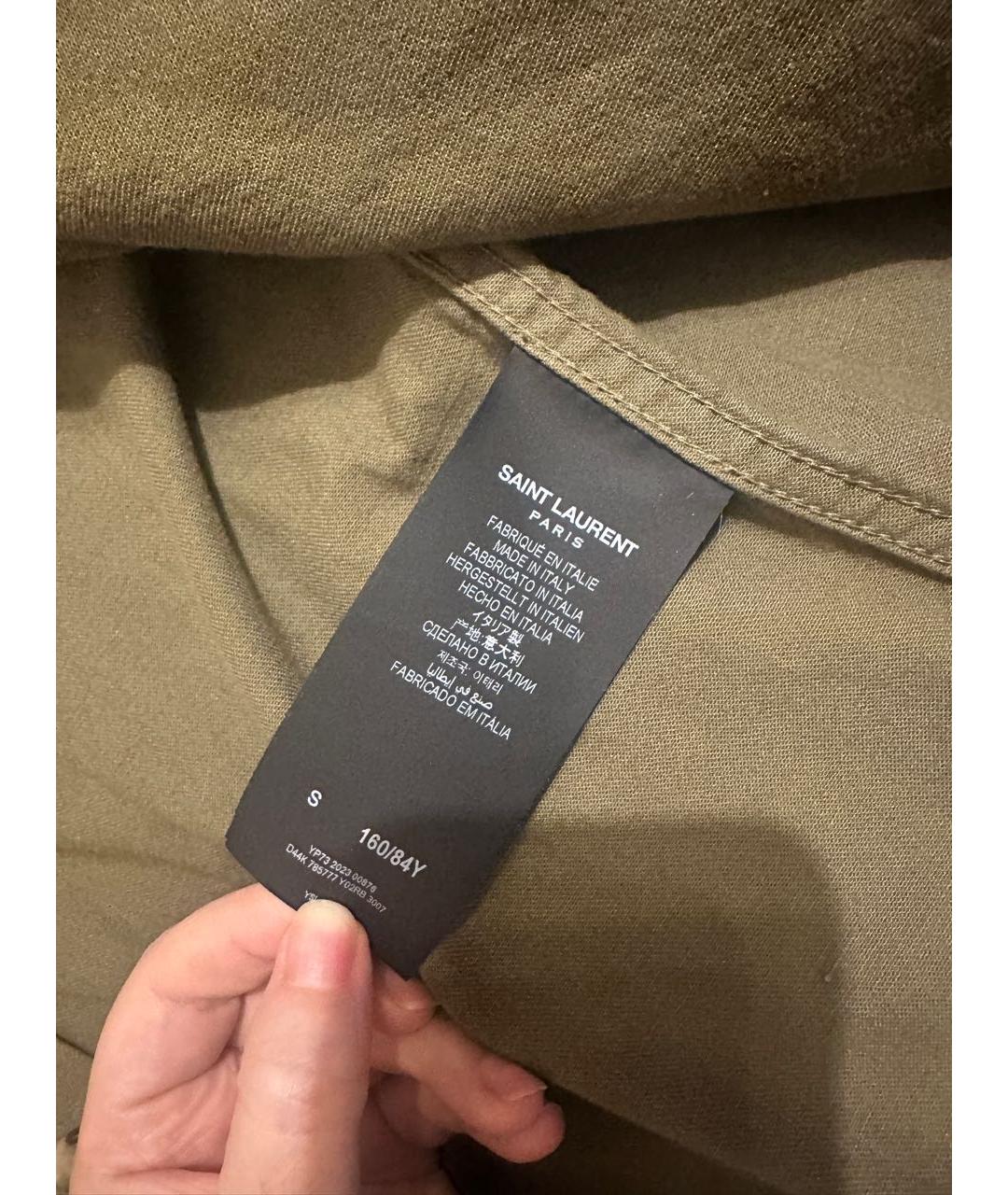 SAINT LAURENT Хаки хлопковая рубашка, фото 4