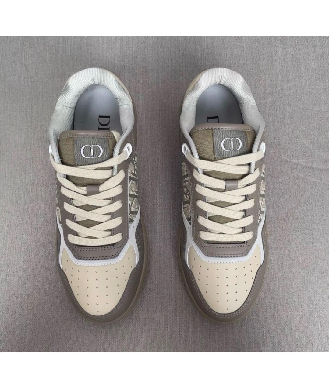 CHRISTIAN DIOR Бежевые кожаные низкие кроссовки / кеды, фото 3