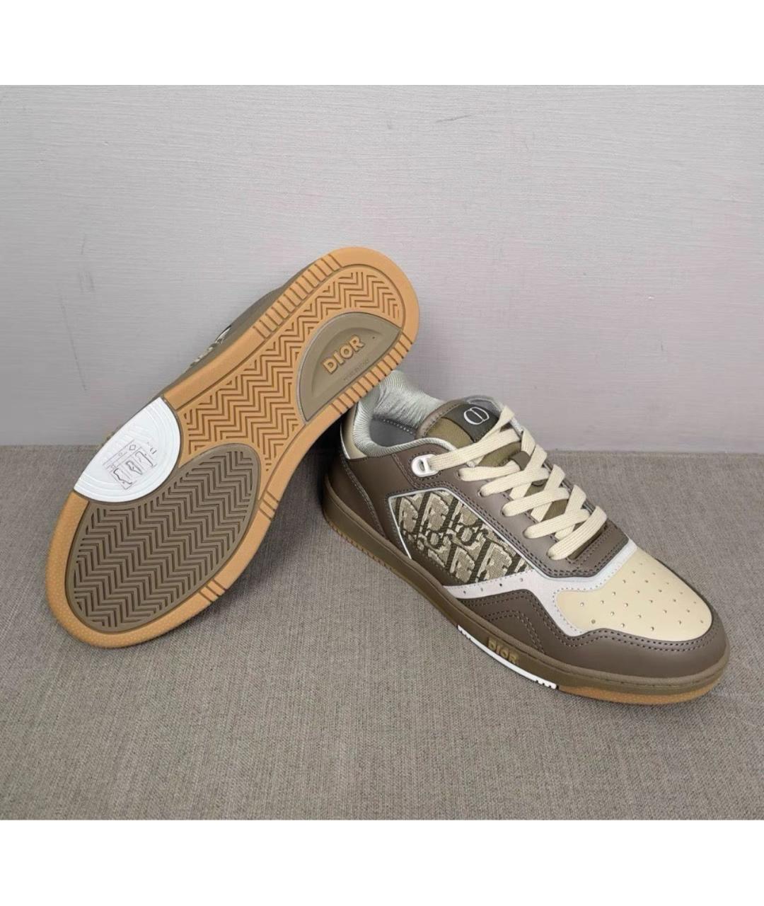 CHRISTIAN DIOR Бежевые кожаные низкие кроссовки / кеды, фото 5