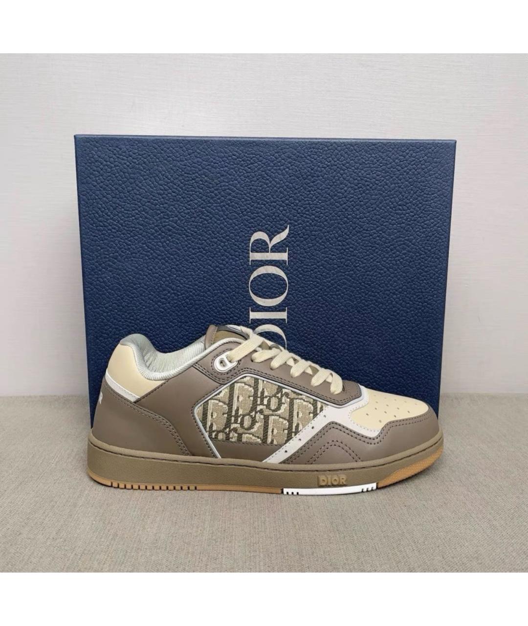 CHRISTIAN DIOR Бежевые кожаные низкие кроссовки / кеды, фото 6