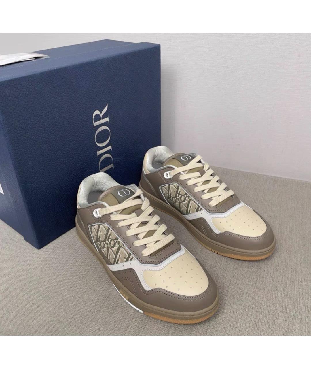 CHRISTIAN DIOR Бежевые кожаные низкие кроссовки / кеды, фото 2