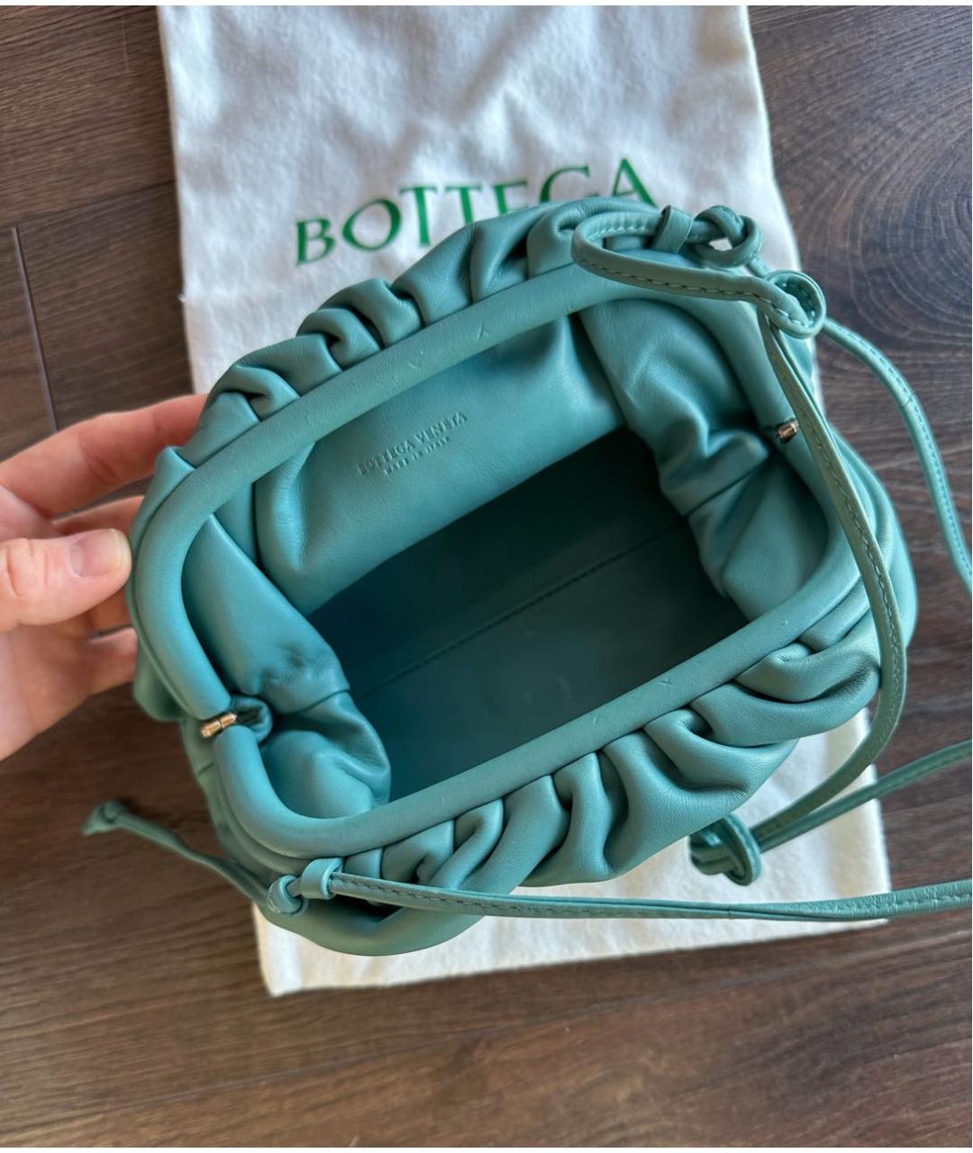 BOTTEGA VENETA Бирюзовая кожаная сумка через плечо, фото 4
