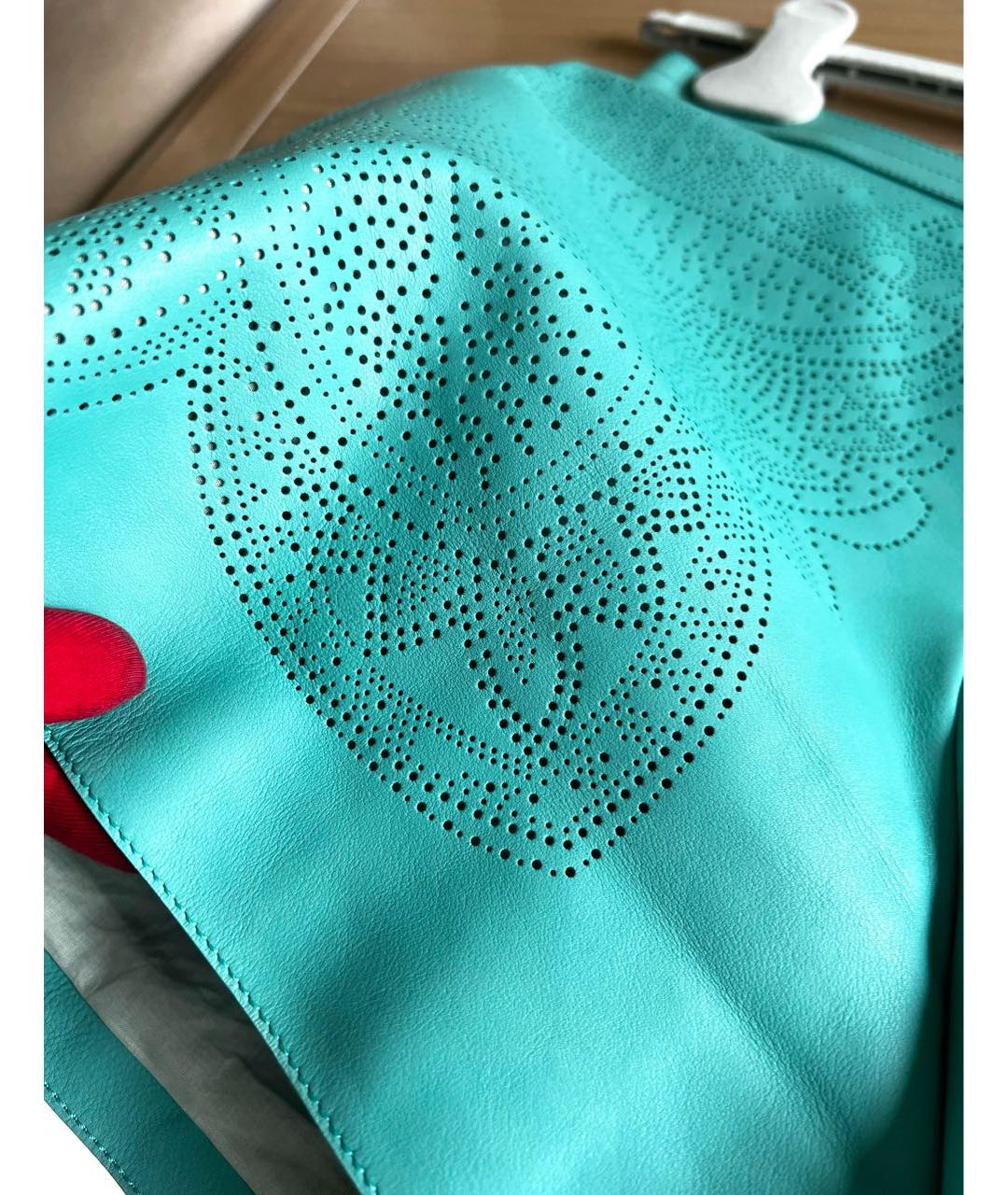 HERMES Бирюзовые кожаные шорты, фото 4